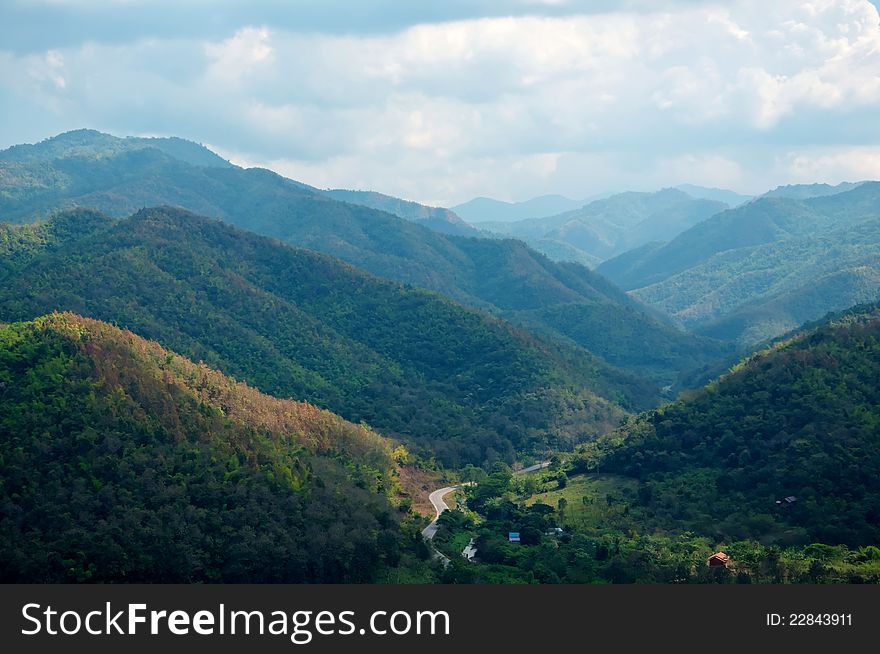 The mountain landscape was shot from Doi Leng, Phrae, Thailand. The mountain landscape was shot from Doi Leng, Phrae, Thailand.