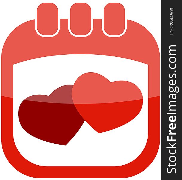 Icon valentine with hearts as a calendar vector illustration