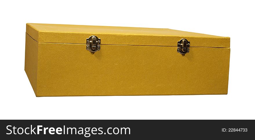 The big box of gold colour with two metal fasteners