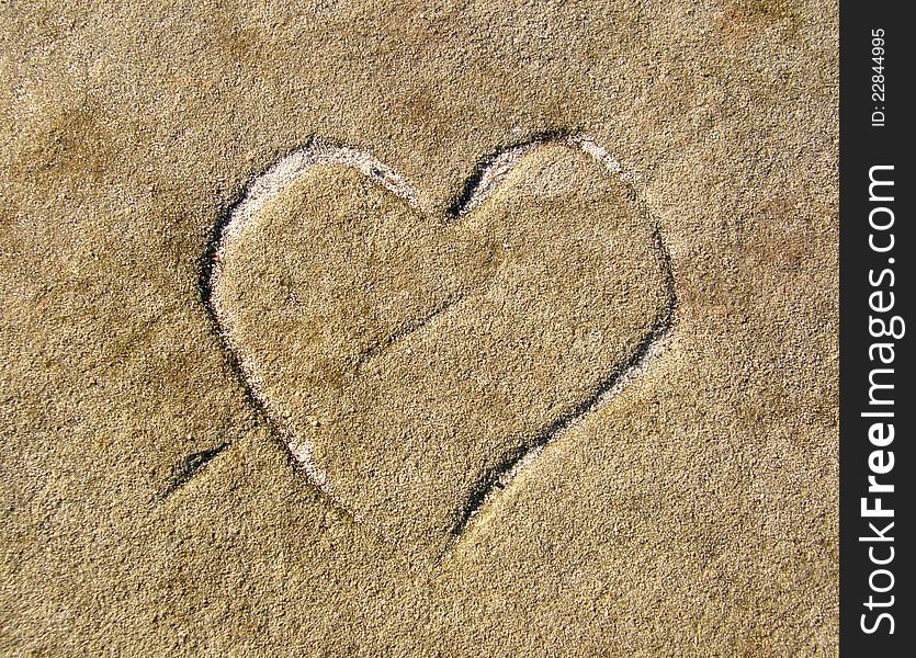 Heart shape carved in stone. Heart shape carved in stone