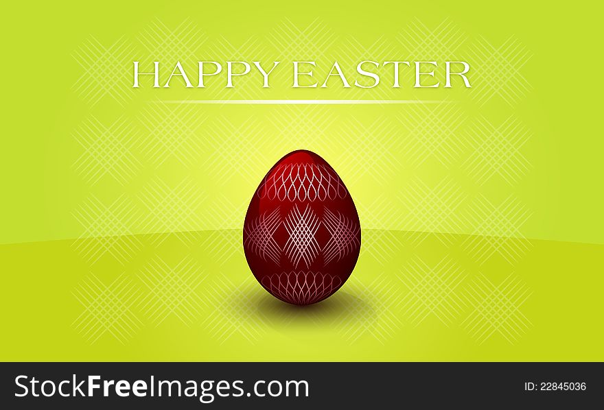 Happy Easter Red Egg On Green