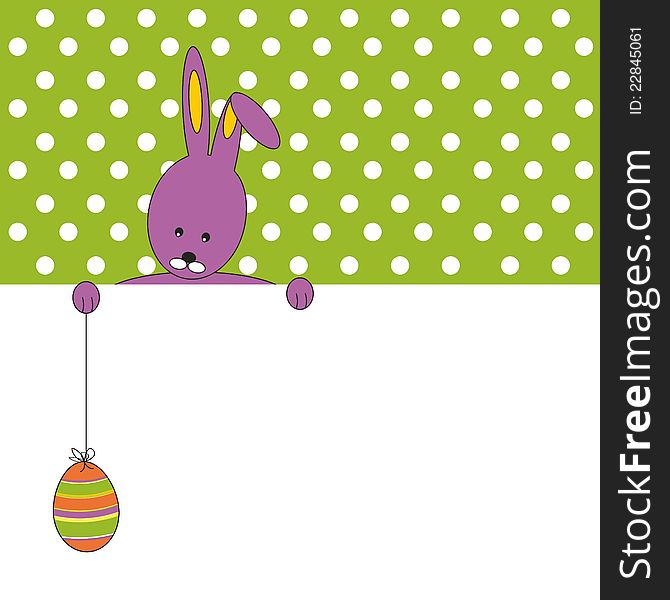 Easter colorful card with rabbit and egg. Easter colorful card with rabbit and egg