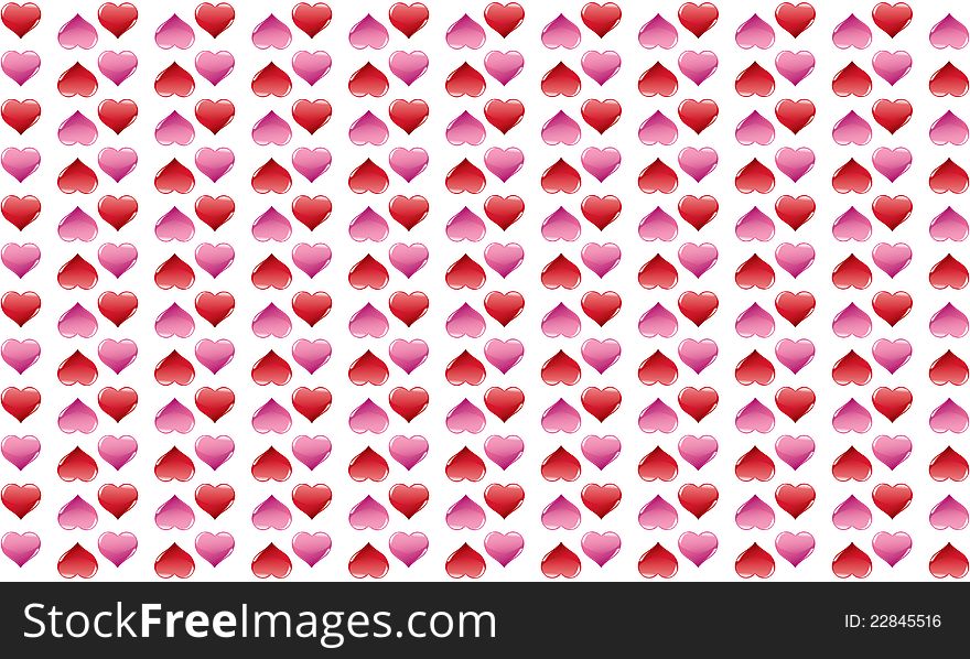 Background with red and pink hearts. Background with red and pink hearts