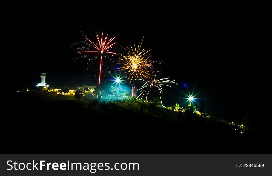 Fireworks celebration new year in thailand. Fireworks celebration new year in thailand