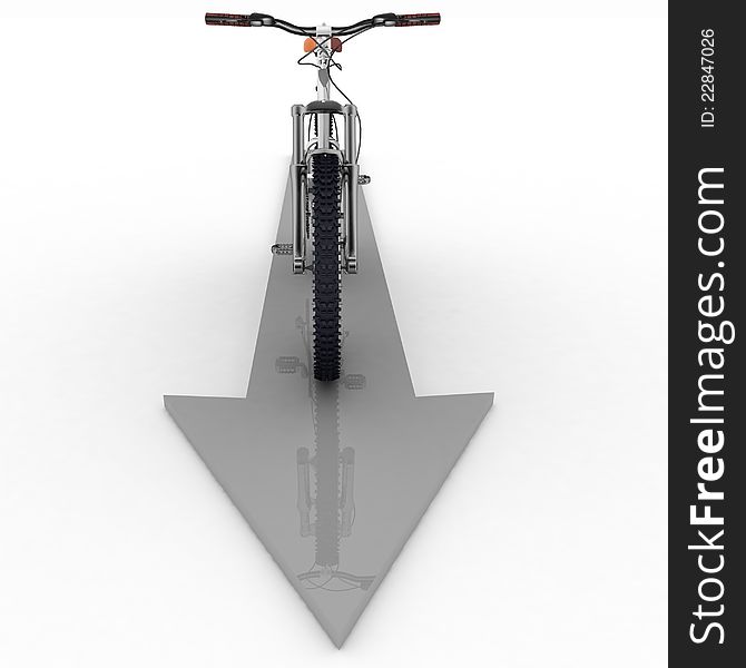 3d pointer of direction of motion of bicycle. 3d pointer of direction of motion of bicycle