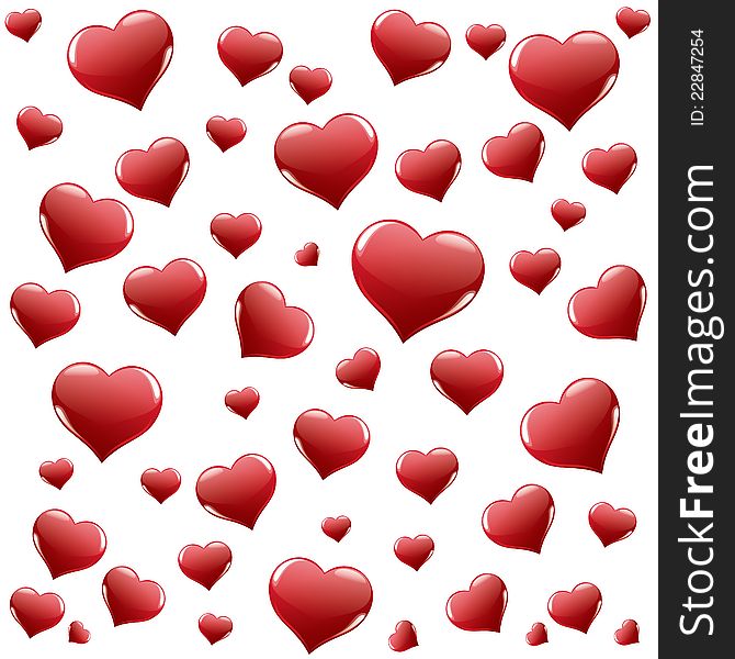 A lot of hearts isolated on a white background. A lot of hearts isolated on a white background