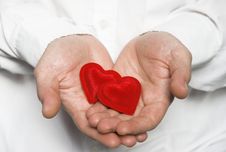 Hand Holding Hearts / Valentine Royalty Free Stock Photography
