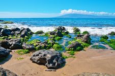 Rocks, Pacific Ocean The Island Of Maui Royalty Free Stock Photos