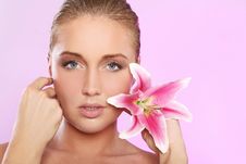 Beautiful Woman With Lily Flower Stock Images Beautiful Woman With Lily Flower Stock Images