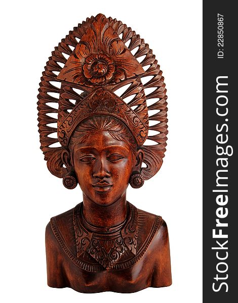 Indonesian wooden statue of a princess on Java (1950)