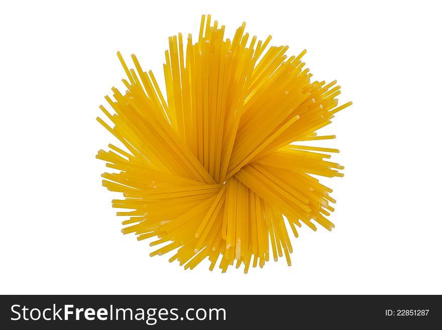 A bunch of pasta fan on a white background