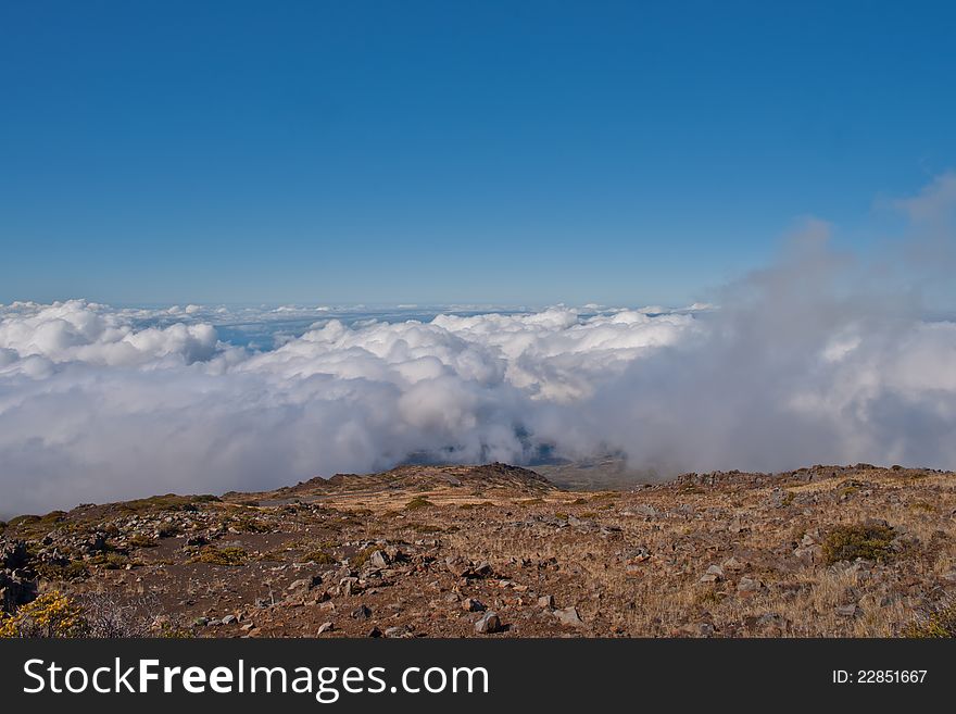 Clouds from above at 3000 meters in Maui Hawai