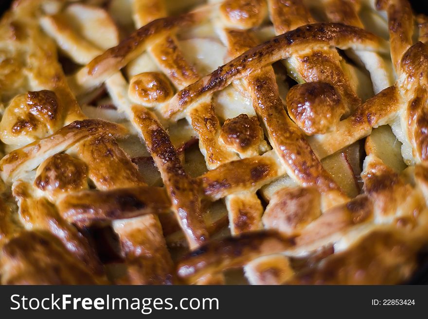 Apple pie crust close up