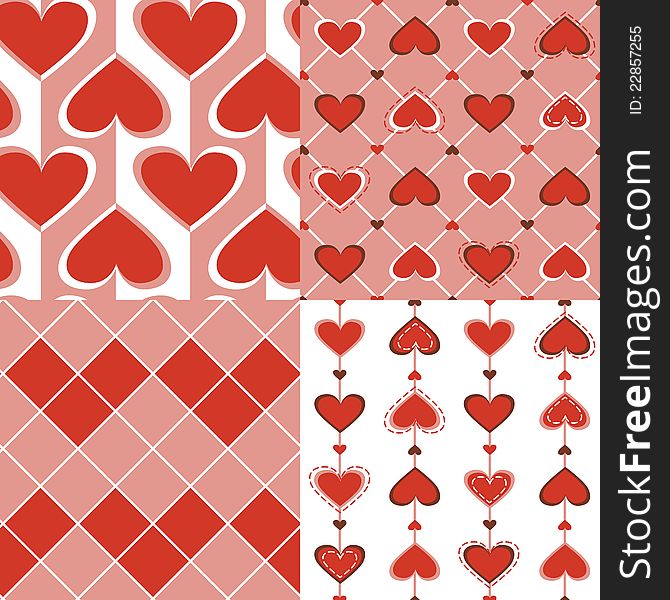 Seamless Valentine and Card Valentine collection. background textures in red and pink colors