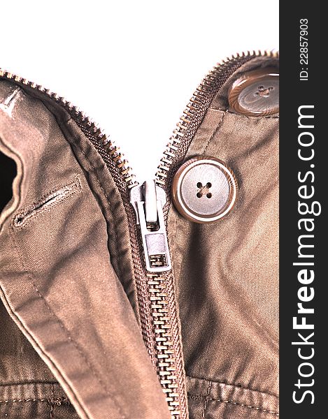 Stylish jacket with open zipper isolated