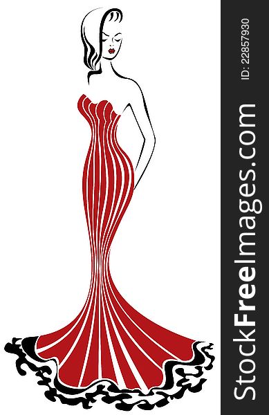 Beautiful elegant woman in a long red dress. Beautiful elegant woman in a long red dress