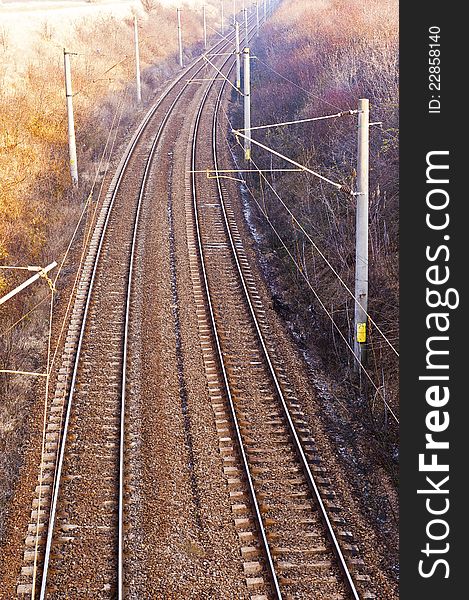 An electric railway image seen from above