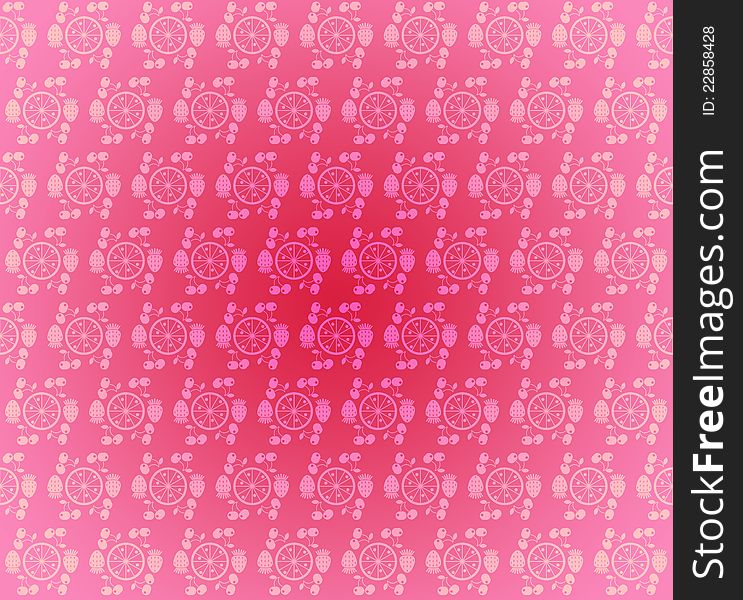 Seamless pattern wallpaper light pink small fruits and berries