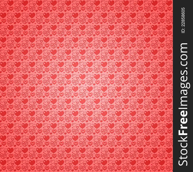 Seamless pattern light red hearts