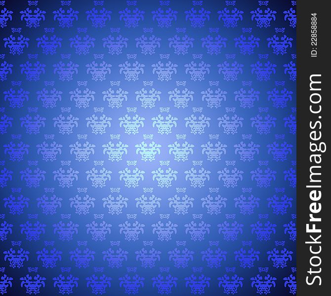 Seamless Pattern Blue Flowers