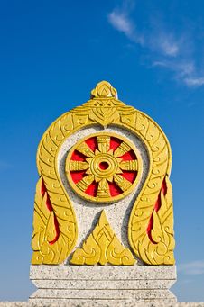 Boundary Marker Of A Temple With Blue Sky Stock Image