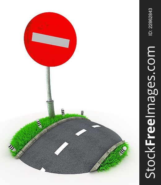 3D Concept Traffic Sign isolated on White Background