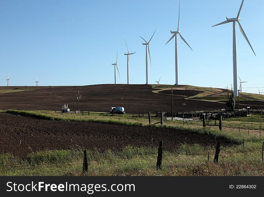 Wind energy and farmlands in rural Washington state. Wind energy and farmlands in rural Washington state.