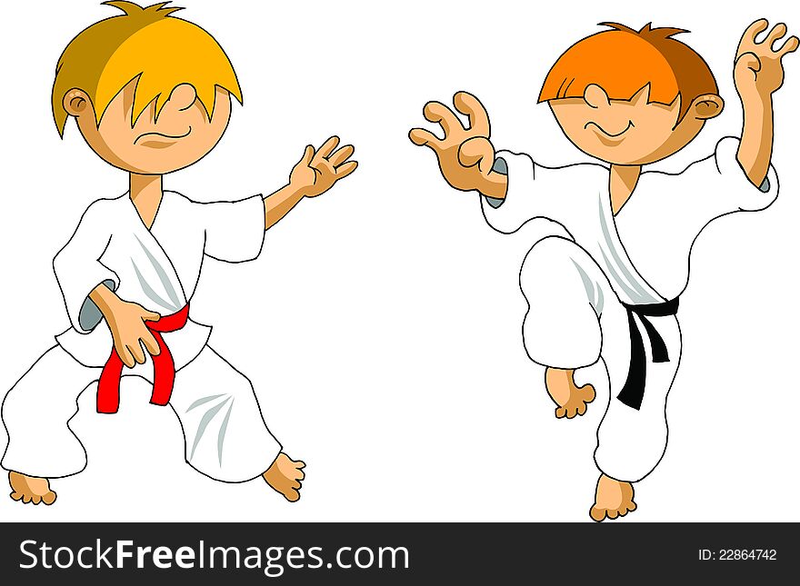 Silhouettes of martial arts fighters. Vector illustration;. Silhouettes of martial arts fighters. Vector illustration;