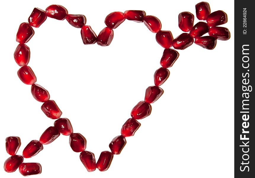 Love Symbol Made Of Pomegranate Seeds