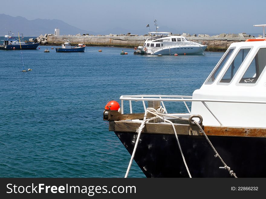 Boats And Yacht Moored In A Harbour