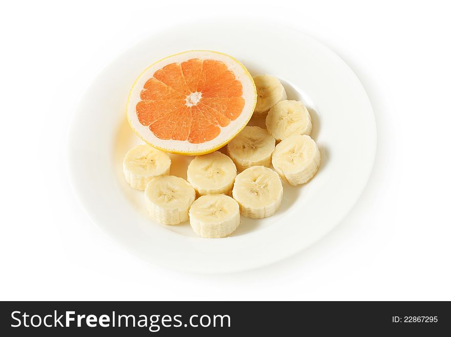 Raw food diet - banana and grapefruit. Raw food diet - banana and grapefruit