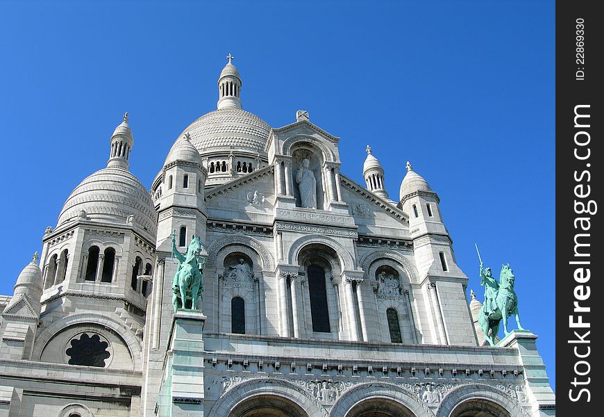 Front detail of Sacre Ceure cathedral Paris