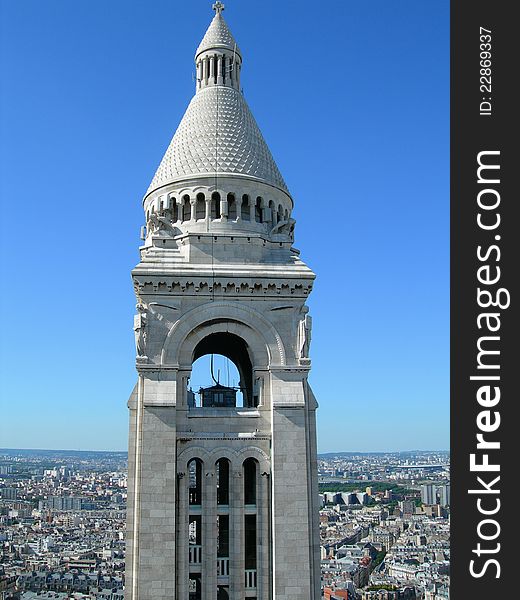 Sacre Ceure Tower On Paris Aerial View