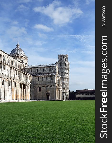 The Cathedral and The Leaning Tower of Pisa at the Miracle Square. Italy