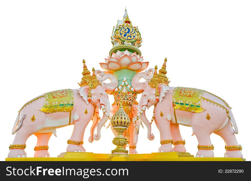 Street decoration in Bangkok with three Erawan three-headed elephants to celebrate the 84th birthday of H.M. King Bhumipol Adulyadej on 5 December 2011.