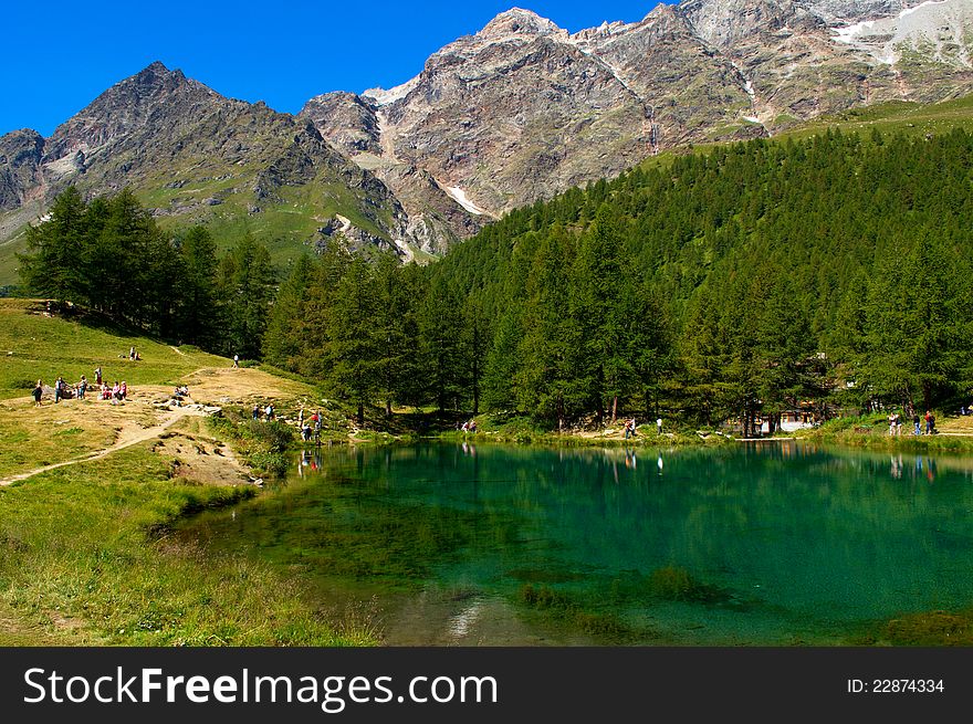 Cervino-Matterhorn Blue Lake Breuil-Cervinia Italy