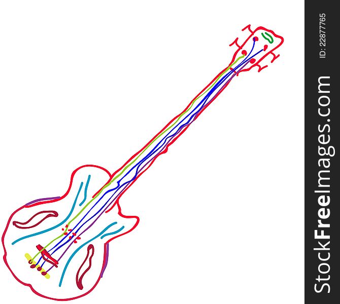 Guitar kids draw with colors