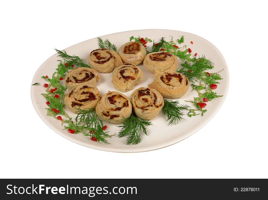 Meat fritters on a white background