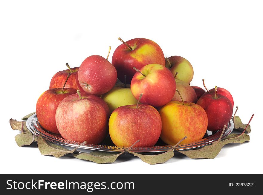 Apple on a tray are isolated