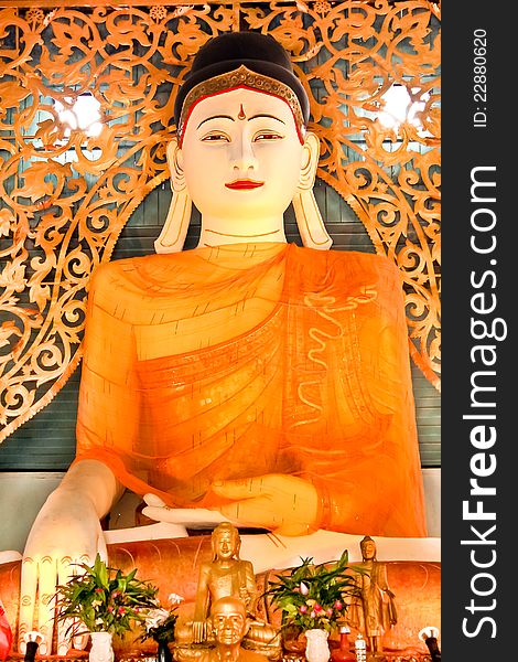 Buddha statue in Jongkham temple. Maehongsorn Province, Thailand.