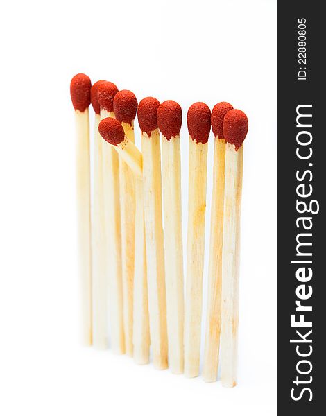 One broken matchstick stands in the matchsticks set