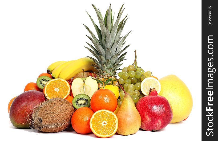 Group of fruits mixed vitamin