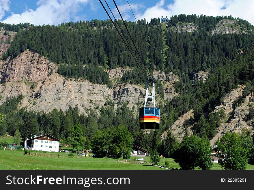 Cable lift, italian mountain landscape, Dolomiti. Cable lift, italian mountain landscape, Dolomiti