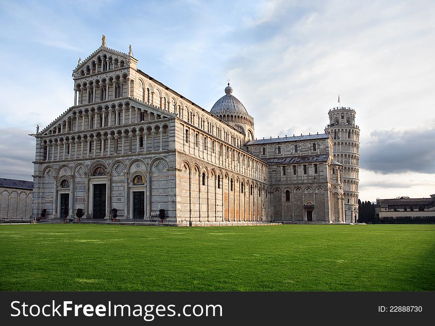 The Cathedral and The Leaning Tower of Pisa at the Miracle Square. Italy. The Cathedral and The Leaning Tower of Pisa at the Miracle Square. Italy