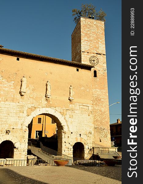 Perspective of the Clocktower. Spello. Umbria.
