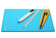 Cutter,pencil And Scale Stock Photo