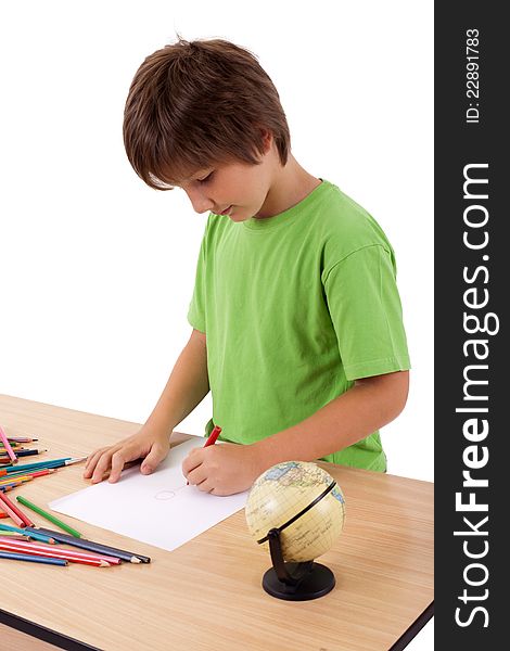Young Boy Near Table Drawing