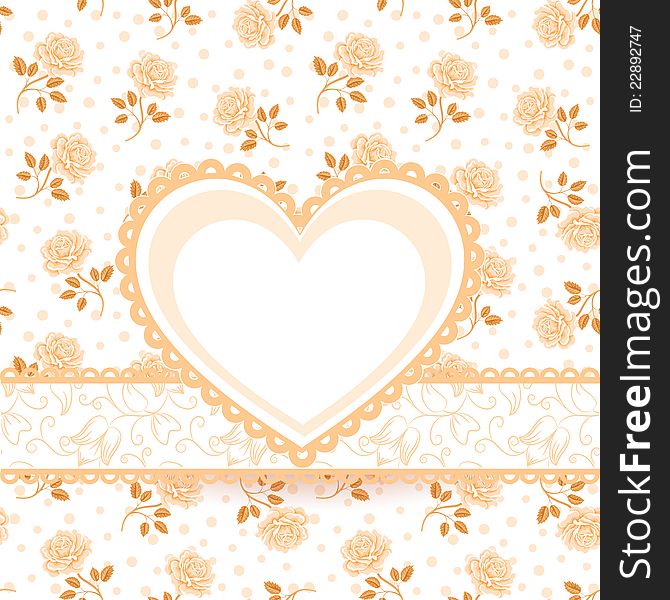 Background With Roses, Greeting Card Template