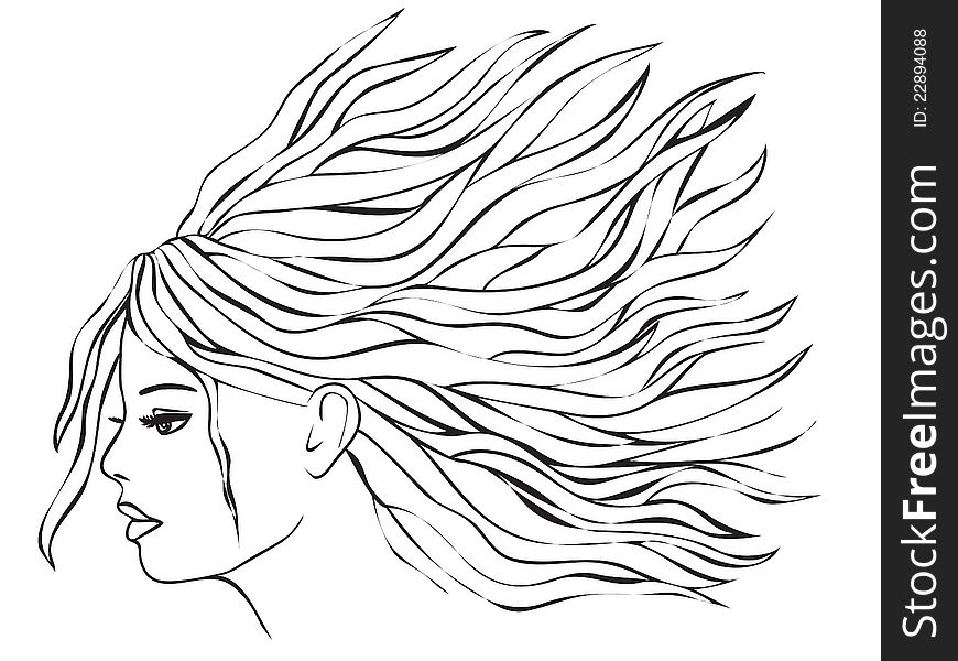 Woman with long beautiful hair - illustration. Woman with long beautiful hair - illustration