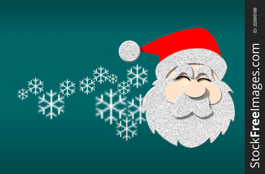 Graphic Santa on blue background  for christmas day and happy new year.